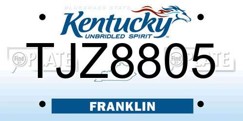 TJZ8805 Kentucky License Plate