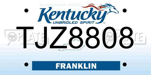 TJZ8808 Kentucky License Plate