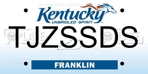 TJZSSDS Kentucky License Plate