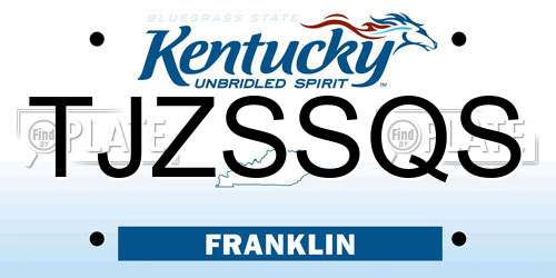 TJZSSQS Kentucky License Plate