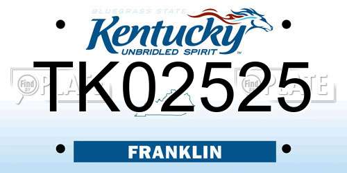 TK02525 Kentucky License Plate