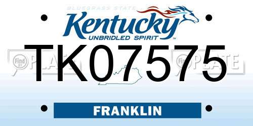 TK07575 Kentucky License Plate