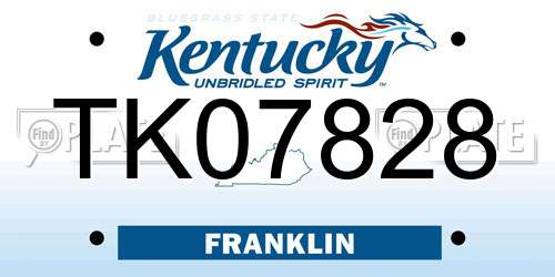 TK07828 Kentucky License Plate