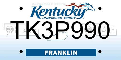 TK3P990 Kentucky License Plate