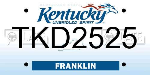 TKD2525 Kentucky License Plate