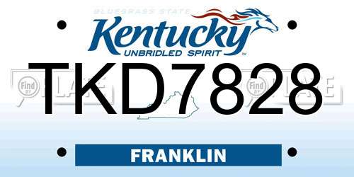 TKD7828 Kentucky License Plate