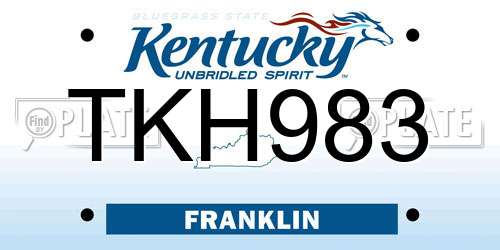 TKH983 Kentucky License Plate