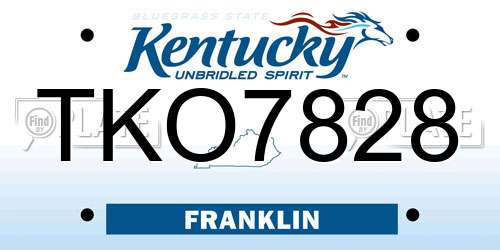 TKO7828 Kentucky License Plate
