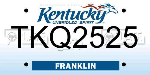 TKQ2525 Kentucky License Plate