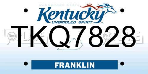 TKQ7828 Kentucky License Plate