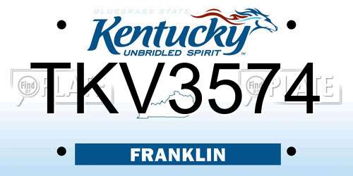 TKV3574 Kentucky License Plate