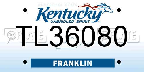 TL36080 Kentucky License Plate