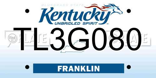 TL3G080 Kentucky License Plate