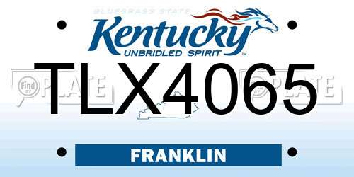 TLX4065 Kentucky License Plate