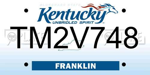TM2V748 Kentucky License Plate