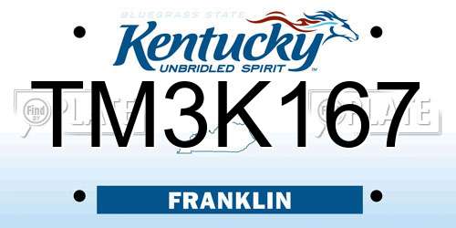TM3K167 Kentucky License Plate