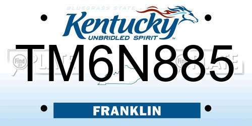 TM6N885 Kentucky License Plate