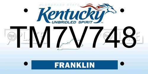 TM7V748 Kentucky License Plate