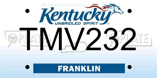 TMV232 Kentucky License Plate