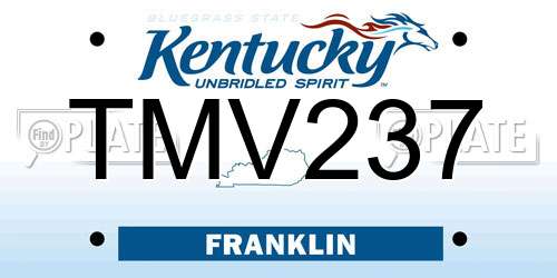 TMV237 Kentucky License Plate