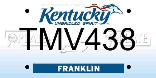 TMV438 Kentucky License Plate