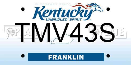 TMV43S Kentucky License Plate