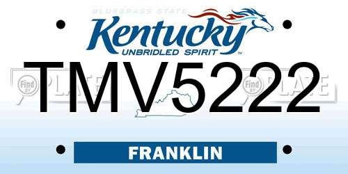 TMV5222 Kentucky License Plate