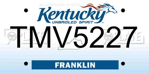 TMV5227 Kentucky License Plate