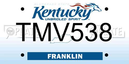 TMV538 Kentucky License Plate