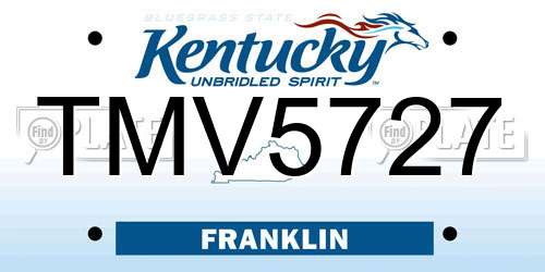 TMV5727 Kentucky License Plate