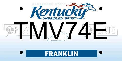 TMV74E Kentucky License Plate