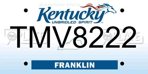 TMV8222 Kentucky License Plate