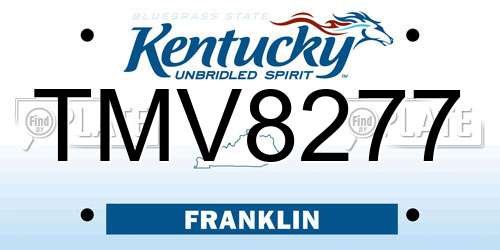 TMV8277 Kentucky License Plate
