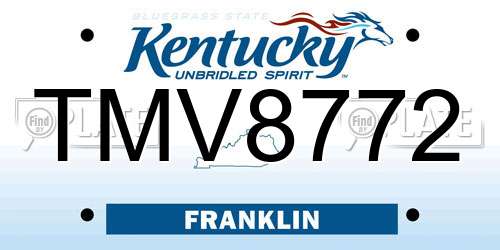 TMV8772 Kentucky License Plate