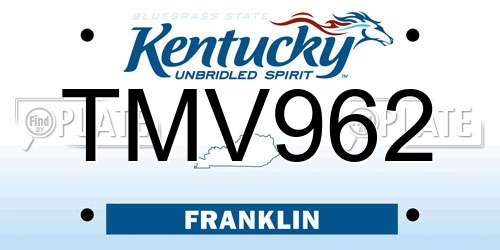 TMV962 Kentucky License Plate