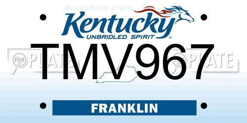 TMV967 Kentucky License Plate