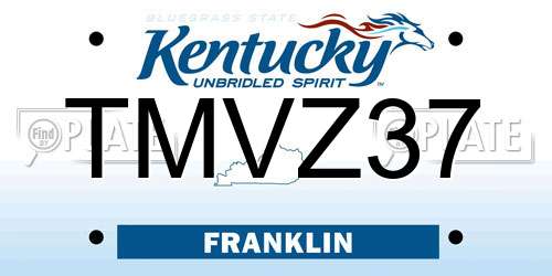 TMVZ37 Kentucky License Plate