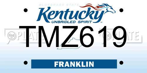 TMZ619 Kentucky License Plate