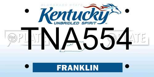 TNA554 Kentucky License Plate