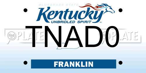 TNAD0 Kentucky License Plate