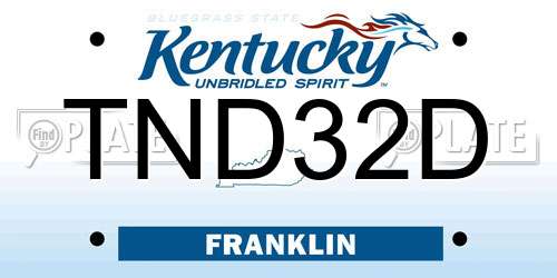 TND32D Kentucky License Plate