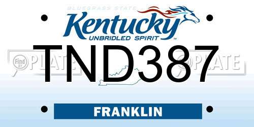 TND387 Kentucky License Plate