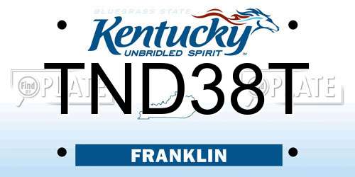 TND38T Kentucky License Plate