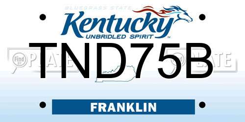 TND75B Kentucky License Plate