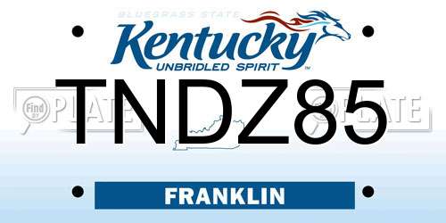TNDZ85 Kentucky License Plate