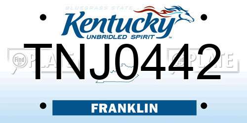 TNJ0442 Kentucky License Plate
