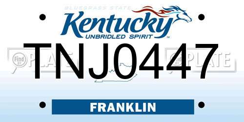 TNJ0447 Kentucky License Plate