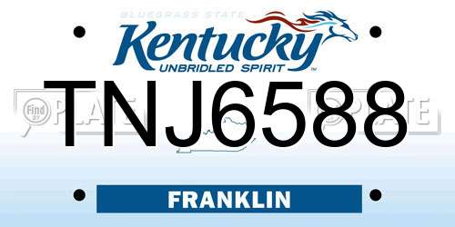 TNJ6588 Kentucky License Plate