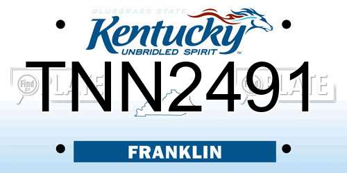 TNN2491 Kentucky License Plate