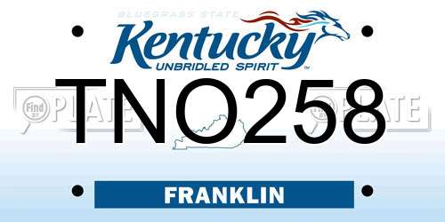 TNO258 Kentucky License Plate
